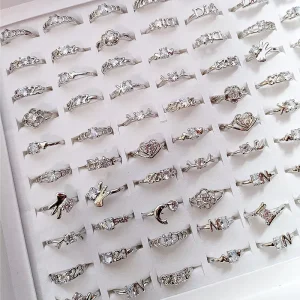 New European and American Fashion Rings with Clip Crystal Zircon Southeast Asian Style Jewelry