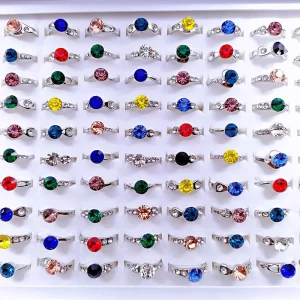 New Factory Stock Direct Simple Tempered Index Finger Jewelry Girls Small Ring Rhinestone Color Fashion Rings