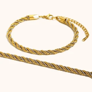 New Fashion 18K Gold Plated Stainless Steel Twisted Rope Chain Anklets for Women Men Hip Hop Punk Jewelry Gift