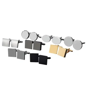 New Fashion All-match Business Iron Metal Cufflinks Oval French Shirt Gold and Silver Geometric Shape Four Seasons