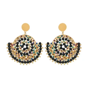 New Fashion Bohemian Earrings Handwoven Crystal Seed Bead Ear Studs Trendy Stainless Steel Jewelry for Women