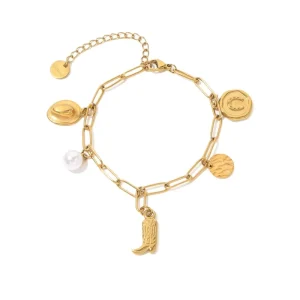 New Fashion Bracelet Western Cowboy Style Mixed Cowboy Hat Boots Pendant Versatile Trendy Bracelet Jewelry