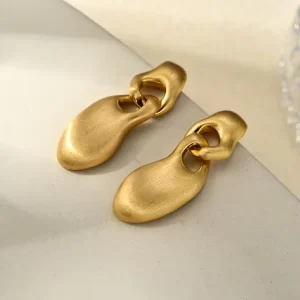 New Fashion Brass Earring Gold Plated Brushed Drop Earrings for Wedding