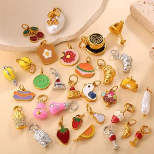 New Fashion Burger French Fries Bags Eggs Ice Cream Food Cute Mini Pendant DIY Charm Necklace for Women Gifts Jewelry