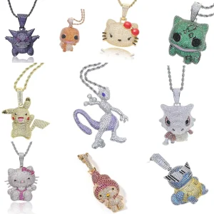 New Fashion Cartoon 5A Iced Out Zircon Pendant Jewelry Necklace Pendant Hip Hop Brass Jewelry