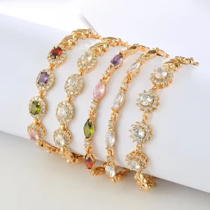New Fashion Charm Bling Zircon Crystal Chain Bracelets for Women Jewelry Accessories