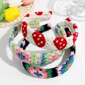 New Fashion Colorful Knitted Wide Hairband for Women Hair Accessories Wide Hand woven Hair Bands for Girls Hair Hoop