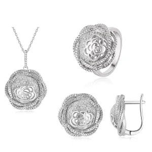 New Fashion Costume 925 Sterling Silver Cubic Zirconia Stone Bridal Wedding African Jewelry Set