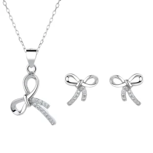 New Fashion Design Lines Bow Earrings Pendant Necklace Feminine Elegance Light Luxury Simple Earrings