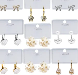 New Fashion Diamond Leaves Flower Earrings Ear Hook Korean Earrings Elegant Love Pearl Earrings for Women