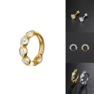 New Fashion Ear Piercing Helix Earring Women 1pc Sliver Gold Color Cartilage Ear Accessories Crown Water Drop Body Jewelry Gifts