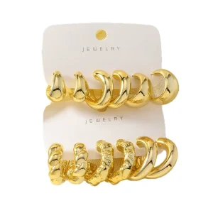 New Fashion Gold C Shape Big Water Drop Hoop Earrings Sets for Women Jewelry Party Gift Fashion Stud Earrings