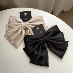 New Fashion Hair Accessories for Women Three Layer Extra Large Satin Silk Bow Logo Customization