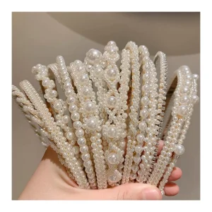 New Fashion Handmade Rhinestone Hair Band Jewelry Hair Hoop Hair Accessories for Girls Women Pearl Headband