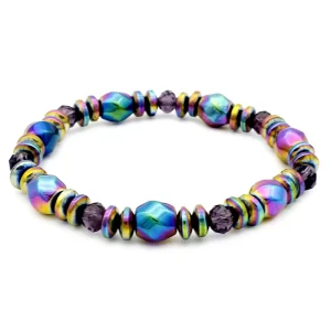 New Fashion Handmade Zinc Alloy Jewelry Colorful Electroplating Health Magnetic Hematite Beads Bracelet for Weddings and Gifts