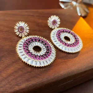 New Fashion Hip Pop Design Statement Earrings for Women Big Dangle Rhinestone Drop Earrings