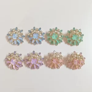 New Fashion Jewelry 18K Gold Plated Earrings Women Design Chunky Metal Gold Crystal Diamond Stud Earrings