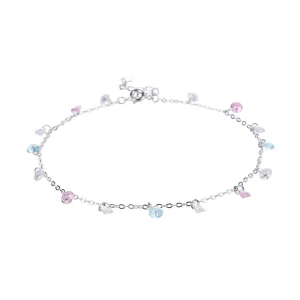 New Fashion Jewelry 925 Sterling Silver Ladies Anklet High Quality Adjustable Silver Plated Zircon Anklet