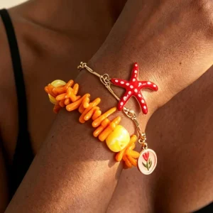 New Fashion Jewelry Creative Starfish Coral Bracelet Contrast Layered Women’s Coral Star Fish Bracelets Accessories