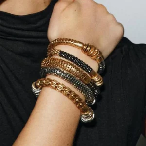 New Fashion Jewelry Mixed Color Metal Style Bracelet Set Trendy Women’s Jewelry Vintage Layered Bracelet Bangle Sets