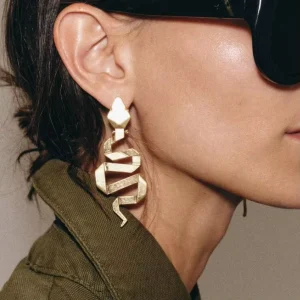 New Fashion Jewelry Retro Vintage Geometric Snake Shaped Earrings Punk Exaggerated Texture Alloy Serpentine Earrings