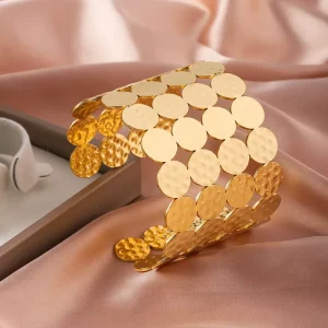 New Fashion Jewelry Wide Cuff Luxury Stainless Steel Women Bangle Non Tarnish Gold Bangles for Women