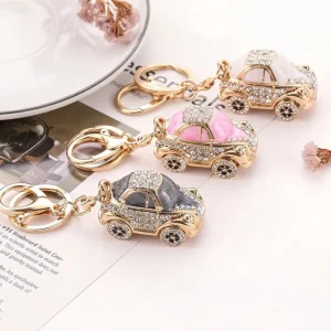 New Fashion Keychain 3D Metal Key Holder Mini Car Key Chain Bag Accessories Jewelry Gift Rhinestones Car Keyring Charms Key Ring