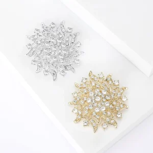 New Fashion Lapel Pin Flower Brooch Pin Wedding Brooch Women Alloy Crystal Rhinestone Flower Brooch Pin for Dress