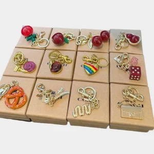 New Fashion Luxury Designer Bag Keychain Charms Gold Metal Car Key Chain for Jewelry Making Phone Case Purse Decor Accessory