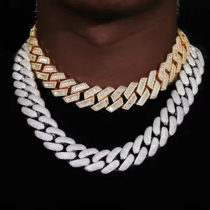 New Fashion Men’s Hip Hop Cuban Link Chain Necklace Sterling Silver Iced VVS Moissanite Brilliant Cut Third Party Certified