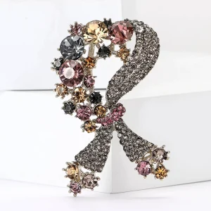 New Fashion Minimalist Retro Alloy Rhinestone Bow Brooch Exquisite Women’s Clothing Brooch Decoration