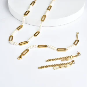 New Fashion Pearl Gold Plated Jewelry Set Necklaces for Girl Fine Costume Jewellery