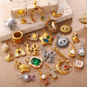 New Fashion Pendant & Charms DIY Accessories Stainless Steel Charm Diamond Love Zircon Horseshoe Pendants for Jewelry Making