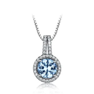 New Fashion Prong Set 925 Sterling Silver Sky Blue Crystal Women’s Necklace Fashion Jewelry Necklaces
