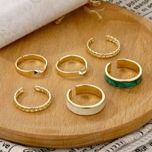 New Fashion Punk Adjustable Ring Set Gothic Style Opening Finger Chain Rings for Woman Fashion Jewelry