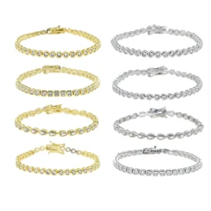 New Fashion Silver Gold Plated Luxury Jewelry Bling Iced Out 5A CZ Geometric Various Shaped Bezel Tennis Bracelet