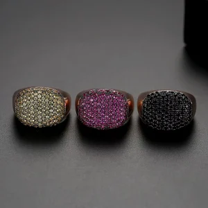 New Fashion Simple Style Red Black Yellow CZ Stone Oval Rings Classic Ring Engagement Jewelry Bohemia Style Gift Hip Hop Jewelry