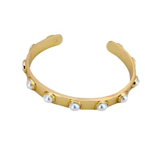 New Fashion Style Elegant Pearl Inlaid Niche Design Women’s Exquisite Metal Bracelet