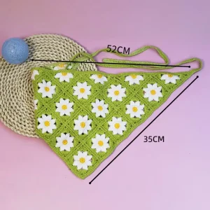 New Fashion Summer Beach Women’s Handmade Knitted Bandana Butterfly Retro Geometric Sweet Hair Scarf Crochet Headbands