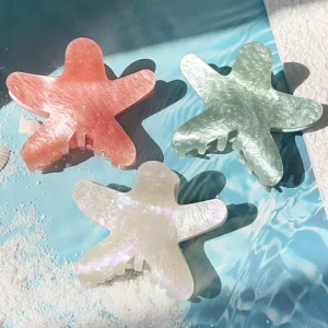 New Fashion Summer Starfish Hair Claw Clip Cute Shiny Colorful Acrylic Shark Clips Resin Metal Hair Accessories for Women