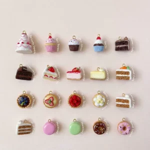 New Fashion Sweet Dessert Mini Cake Donut Pendant Series Stainless Steel Pendant DIY Necklace for Women Gift Jewelry