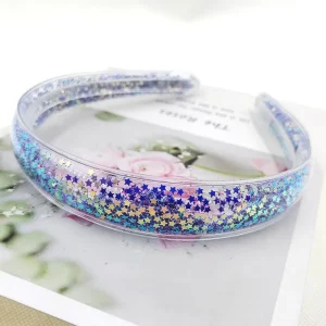 New Fashion Transparent PVC Sequin Glitter Hair Hoop Headband for Girls