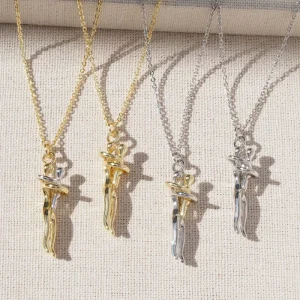 New Fashion Trending Hugging Pendant Copper Gold Plated Simple Fashion Europe America Style Necklace For Unisex Couple