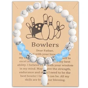 New Fashion Turquoise Stone Beaded Elastic Friendship Couple Bracelet Natural Stone Beaded Bowling Pendant Bracelet Without Card