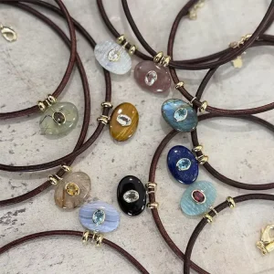 New Fashion Vintage Stone Pendant Colorful Soft DIY Necklace Oliva Zircon Stone Pendant Necklace Handmade Women Wear