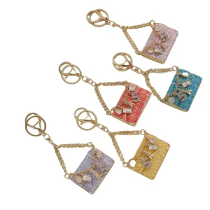 New Fashion Women Girls Luxury Mini Handbag Shape Key Chain Keyring Rhinestone Crystal Pendant Bag Keychain