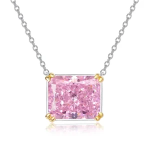 New Fashionable Personality Fashion European and American Pink Square Zircon Diamond Twist Necklace