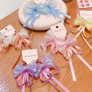 New Fashionable Sweet Beauty Children’s Butterfly Knot Hair Tie Hair Accessories Colored Leather Stretching