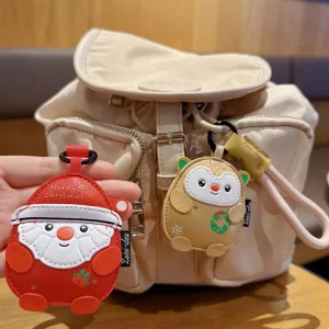 New Fashionable and Cute PU Leather Christmas Charms Colorful Bag and Keychain Decor Accessories