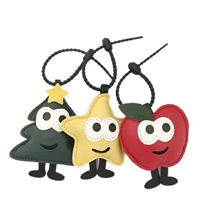 New Fashionable and Cute PU Leather Christmas Charms Colorful Bag and Keychain Decor Accessories Portable & Adjustable